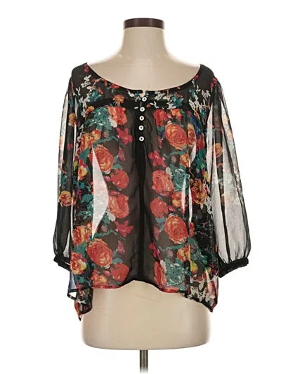 Pre-owned World Market 3/4 Sleeve Blouse In Black