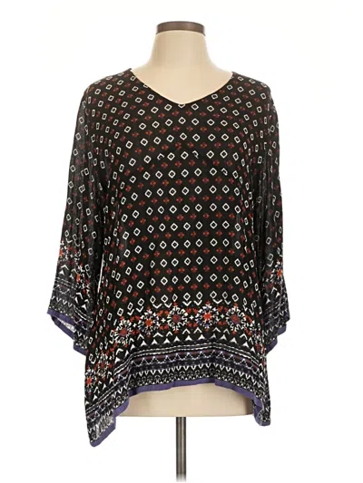 Pre-owned World Market 3/4 Sleeve Blouse In Black
