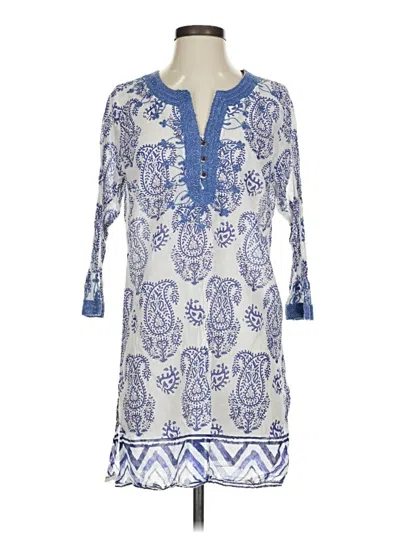 Pre-owned World Market 3/4 Sleeve Blouse In Blue