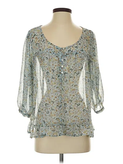 Pre-owned World Market 3/4 Sleeve Blouse In Blue