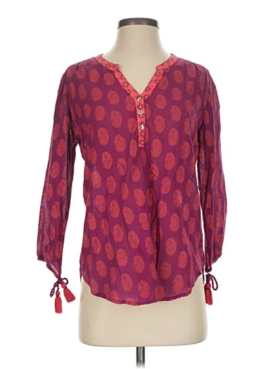 Pre-owned World Market 3/4 Sleeve Blouse In Burgundy