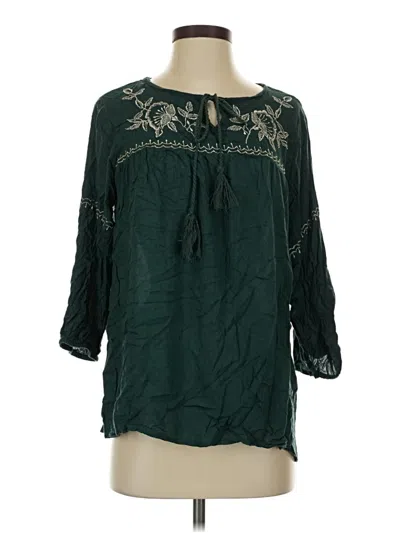 Pre-owned World Market 3/4 Sleeve Blouse In Green