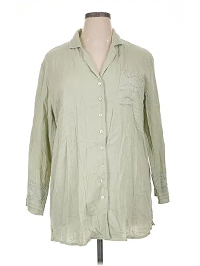 Pre-owned World Market 3/4 Sleeve Button Down Shirt In Green