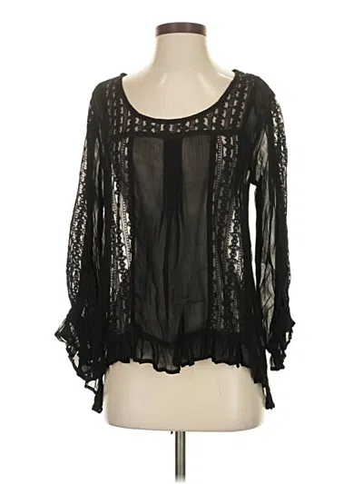 Pre-owned World Market Long Sleeve Blouse In Black