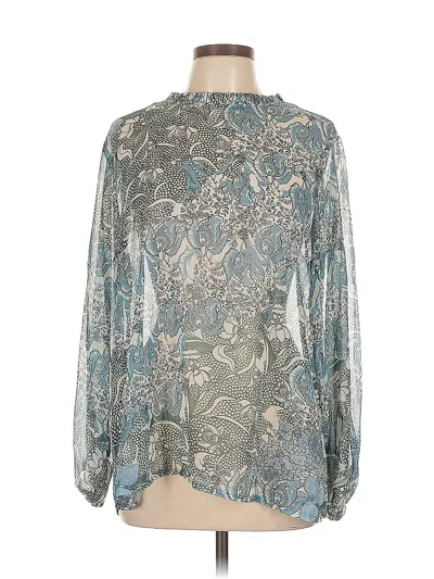 Pre-owned World Market Long Sleeve Blouse In Blue