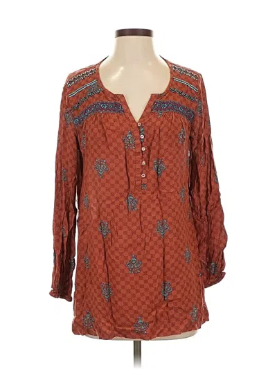 Pre-owned World Market Long Sleeve Blouse In Brown