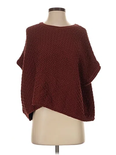Pre-owned World Market Poncho In Burgundy