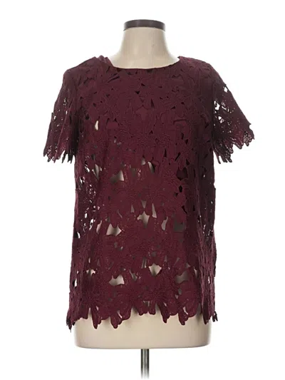 Pre-owned World Market Short Sleeve Blouse In Burgundy
