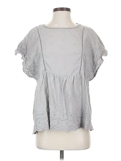 Pre-owned World Market Short Sleeve Blouse In Gray