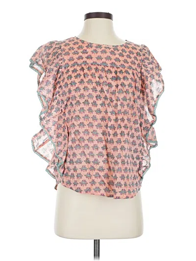 Pre-owned World Market Short Sleeve Blouse In Pink