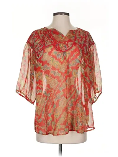Pre-owned World Market Short Sleeve Blouse In Red
