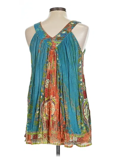 Pre-owned World Market Tank Top Teal Halter Neckline Tops In Blue