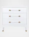 Worlds Away Amber 3-drawer Side Table In White