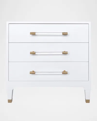 Worlds Away Amber 3-drawer Side Table In White