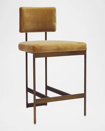 Worlds Away Baylor 26" Velvet Counter Stool In Bronze