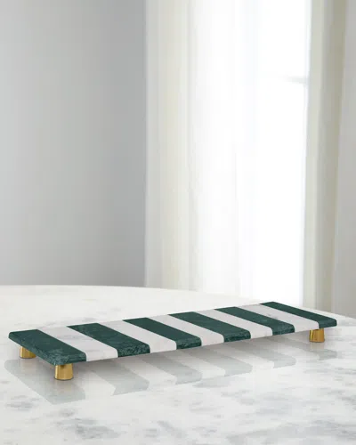 Worlds Away Beck Striped Marble Tray In Green