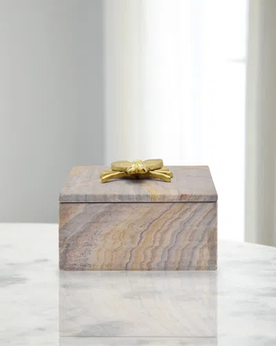 Worlds Away Bee Marble Box In Brown