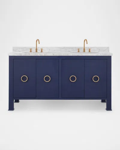 Worlds Away Blanche 60" 2-sink Bath Vanity In Navy