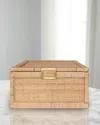 Worlds Away Bruno Rattan Box, Large In Brown