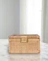 Worlds Away Bruno Rattan Box, Small In Brown