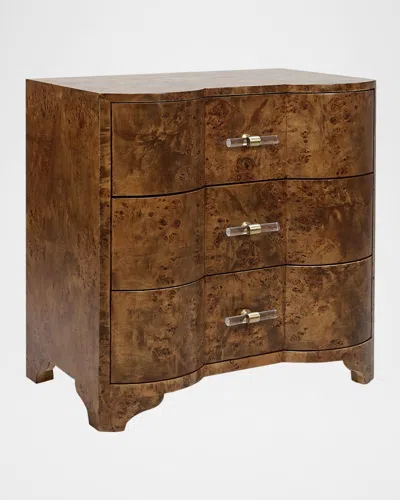 Worlds Away Calvin 3-drawer Side Table In Brown