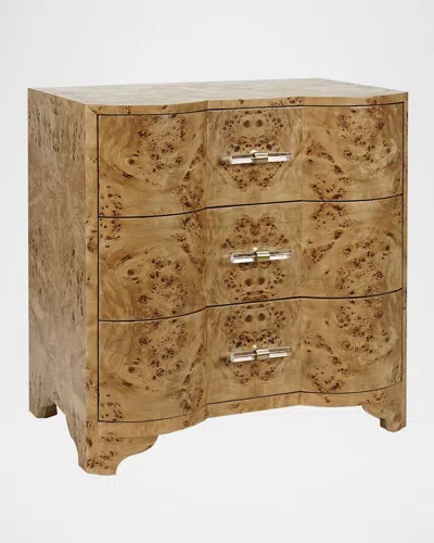 Worlds Away Calvin 3-drawer Side Table In Brown