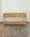 WORLDS AWAY CIARA RATTAN CONSOLE TABLE