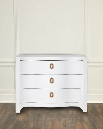 Worlds Away Cora Curved 3-drawer Chest In White