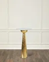 Worlds Away Cynthia Hammered Brass Side Table In Hammered Brass