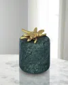 Worlds Away Darner Marble Container In Green