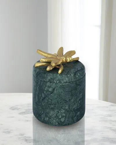 Worlds Away Darner Marble Container In Green