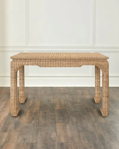 Worlds Away Fabian Rattan Console Table In Brown