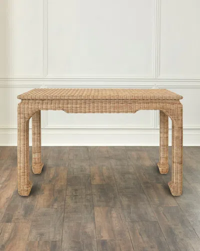 Worlds Away Fabian Rattan Console Table In Natural Rattan