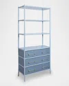 Worlds Away Flynn 3-tier Etagere With 3 Drawers, Blue In Blue
