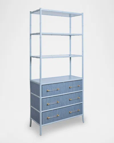 Worlds Away Flynn 3-tier Etagere With 3 Drawers, Blue
