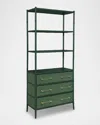 Worlds Away Flynn 3-tier Etagere With 3 Drawers, Green In Green