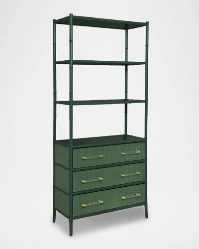 Worlds Away Flynn 3-tier Etagere With 3 Drawers, Green