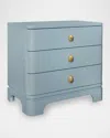 Worlds Away Fortune 3-drawer Side Table, Light Blue In Blue