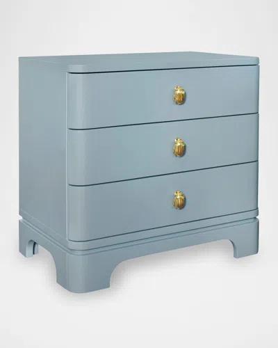 Worlds Away Fortune 3-drawer Side Table, Light Blue
