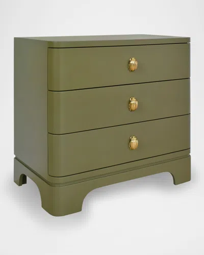 Worlds Away Fortune 3-drawer Side Table, Olive