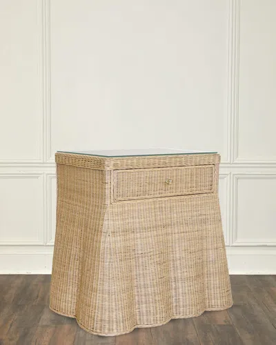 Worlds Away Giselle Rattan Side Table In Natural