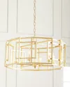 Worlds Away Gold Leaf Square-motif Drum Chandelier In Gold