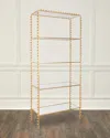 Worlds Away Goldie Ball-lined Etagere In Gold Leaf