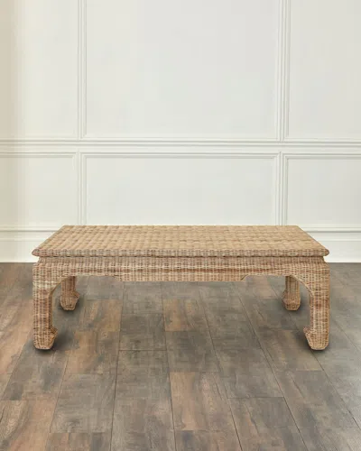 Worlds Away Guinevere Rattan Coffee Table In Brown