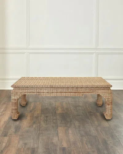 Worlds Away Guinevere Rattan Coffee Table In Natural Rattan