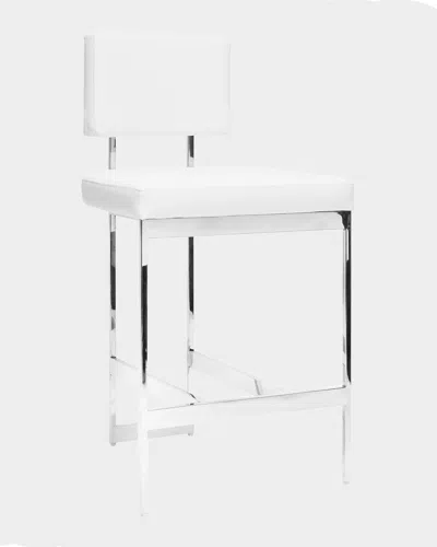Worlds Away Harmony Modern Counter Stool, 26" In White/nickel