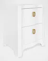 Worlds Away Helena 2-drawer Linen Side Table In White