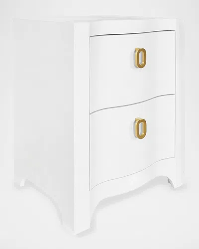 Worlds Away Helena 2-drawer Linen Side Table In White