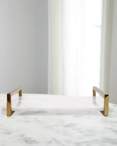 Worlds Away Jarvis Quartz Tray In White