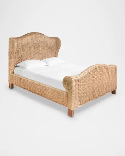 Worlds Away Jovi Water Hyacinth Queen Wingback Bed In Natural